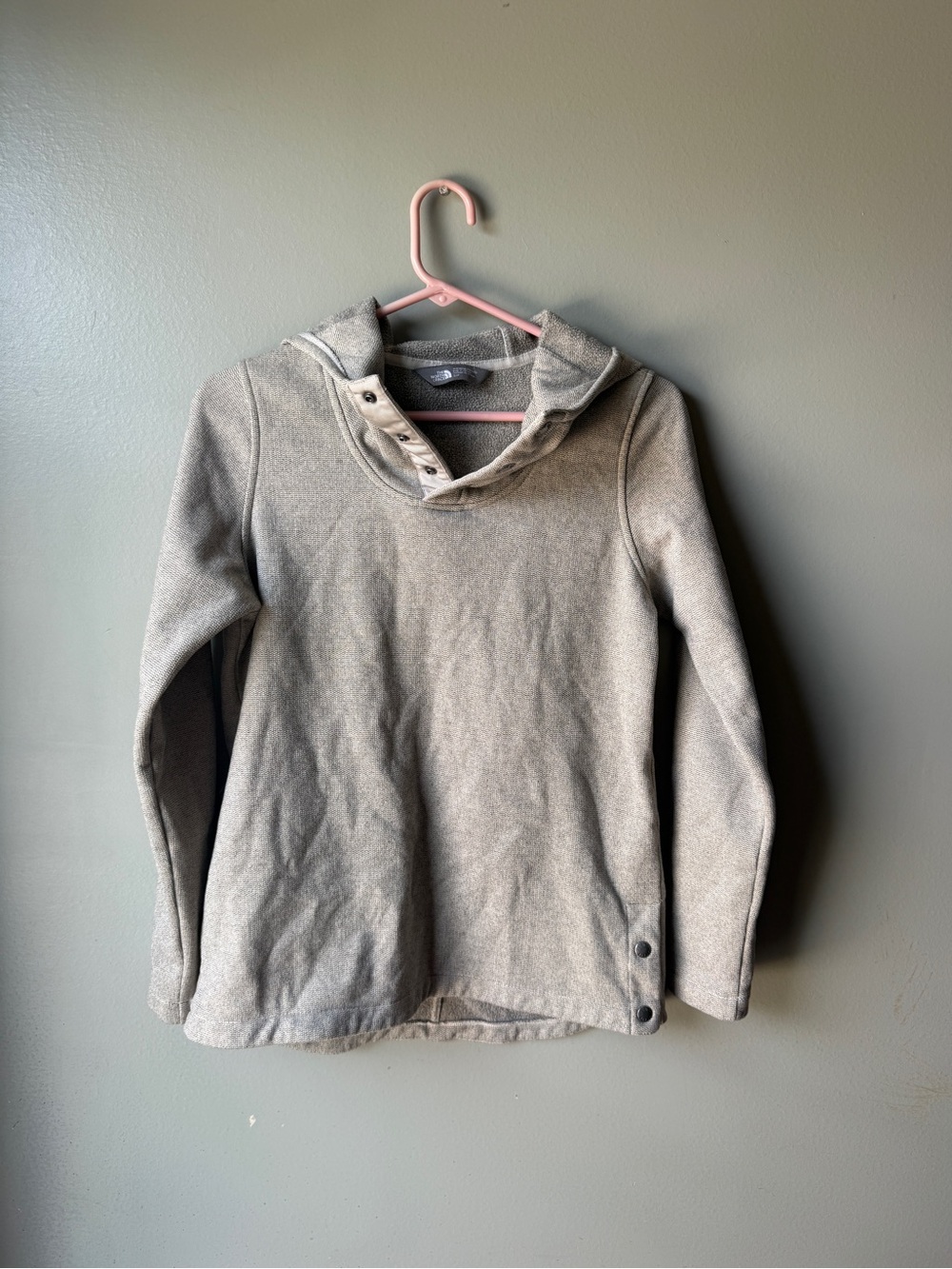 The North Face Women’s Small Gray Snap Neck Hoodie Pullover Sweatshirt